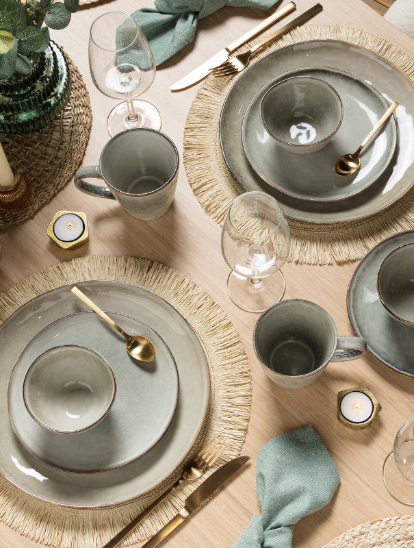 Glanzend grijs Toscane servies